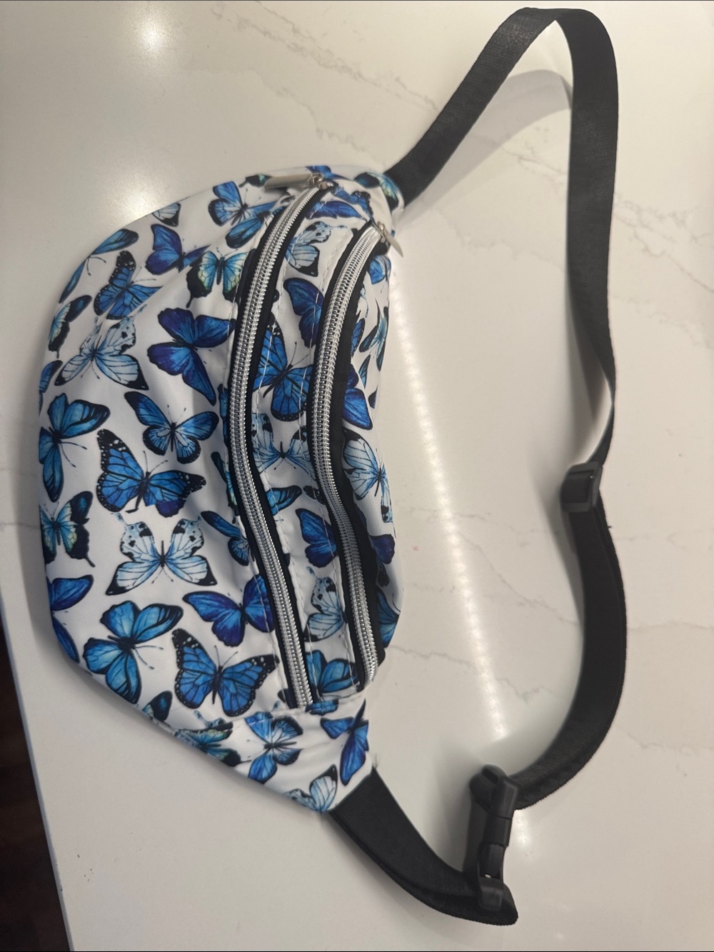 Blue Butterfly Print Mini Crossbody Bag - Women Mini Bag